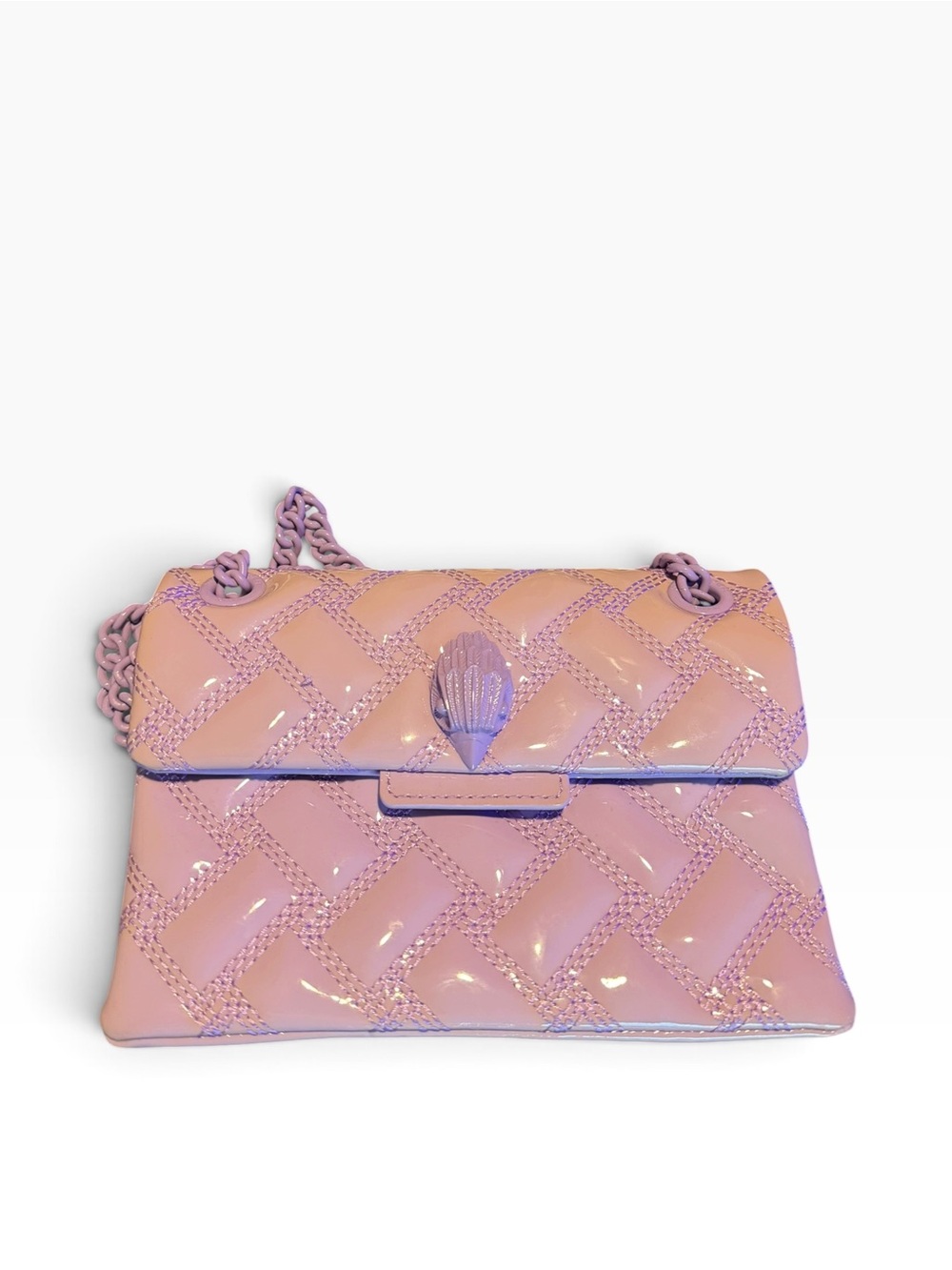 Kurt Geiger “The Kensington” Lilac Quilted Shell-Accent Shoulder Bag
